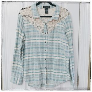 Shyanne Button Down Lace & Plaid Western Top